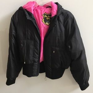 Black pink inside puffer jacket